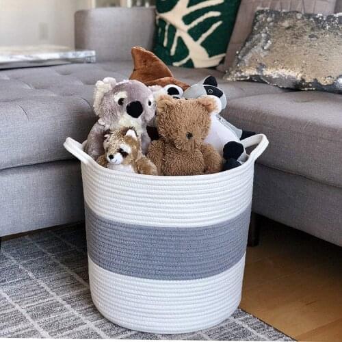 Laundry Basket Organizer Foldable Rope Weaving Large Capacity Clothes Organizer Pouch Holder Laundry Storage Basket