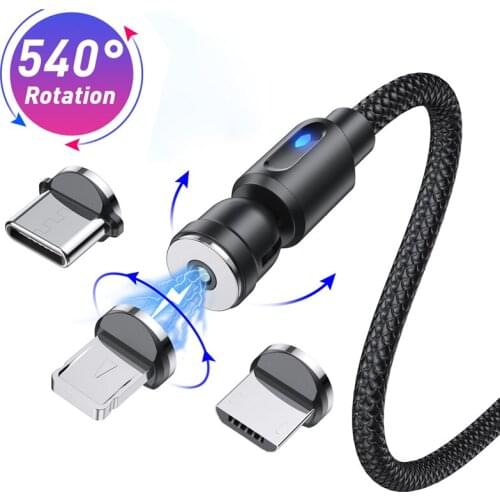 Lovebay Magnetic charger Phone charger with light Cable usb type c 540 Rotate baseus cable For iphone 12 pro max Xiaomi Huawei