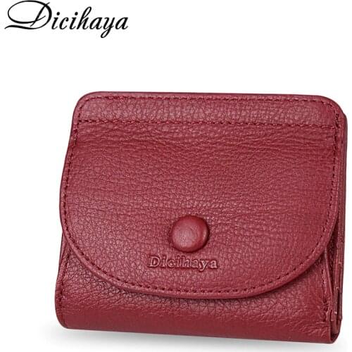 DICIHAYA 2021 Small Real Leather Wallet Credit Card Holder Men And Women COWHIDE RFID Purse MINI Genuine Leather Fashion Wallets