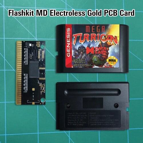 Mega Turrican - Flashkit MD Electroless Gold PCB Card 16 bit MD Games Cartridge For MegaDrive Genesis console