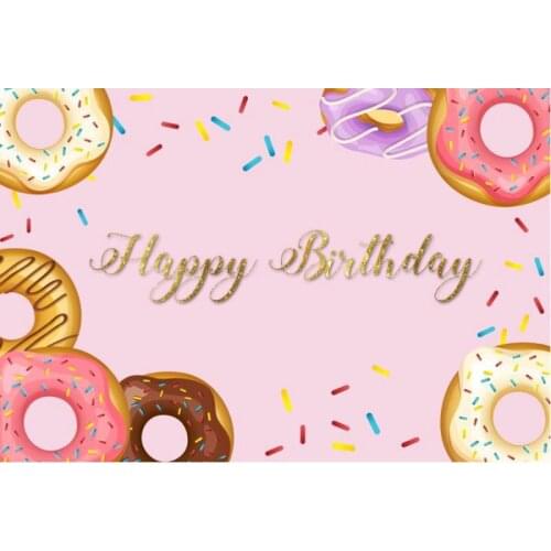 Sweet Donuts Pink Birthday Backdrop Photography Background Baby Shower Celebration Photo Booth Studio Decor