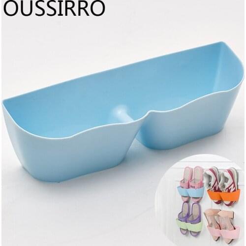 Bathroom Wall-mounted Shoe Storage Rack Wave Shape Single Holder Rack For Shoes Punch-free Adhesive Plastic Home Accessories