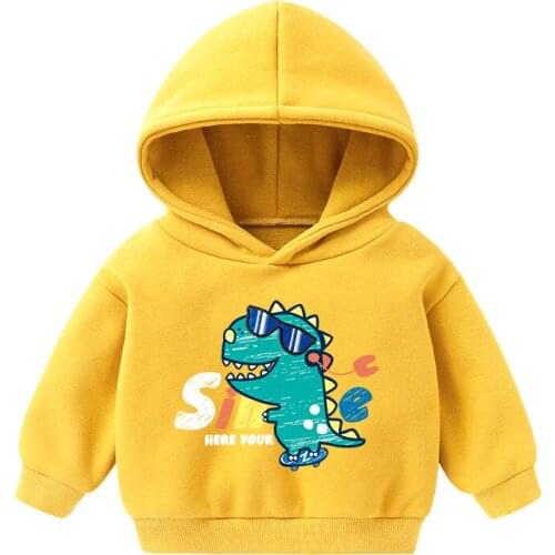 New Childrens Hoodie For Autumn Winter 2021 Cute Dinosaur Korean Fashion Childrens Foreign Style Fleeted Head All-match Jacket