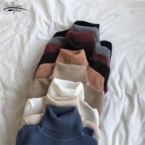 New 2021 Autumn Winter Tops Women Sweaters Korean Slim Women Pullover Knitted Sweater Solid Jumper Soft Warm Pull Femme 16675