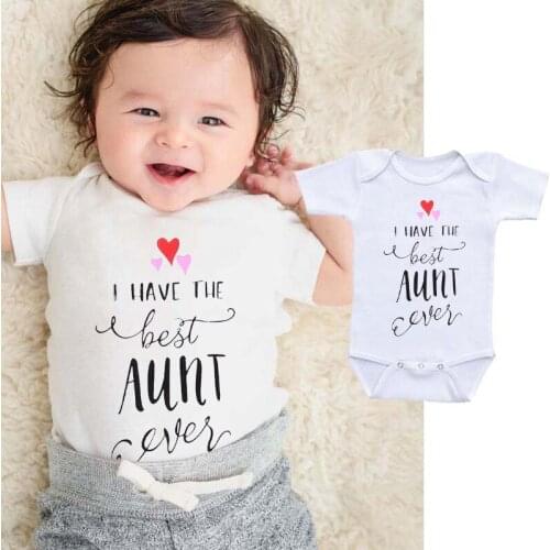 2021 New Summer I HAVE THE BEST AUNT Newborn Infant Baby Bodysuit Boy Girls Kids Cotton White Jumpsuit Bodysuit Clothes Outfit