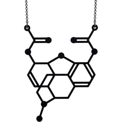 New Trendy Chemical Molecule Structure Formula Pendant Necklace Gift for Friend For Men and Women Black