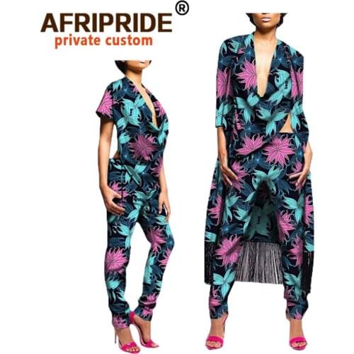 African Print Clothes for Women Dashiki Coats Print Shirts and Ankara Pants 3 Piece Set Formal Wear Sexy Fashion Outfits A722670