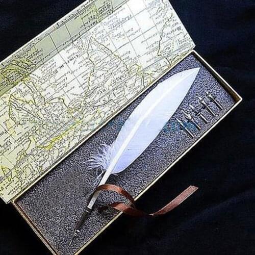Turkey Feather Dip Pen with Gift Box Feather Pen