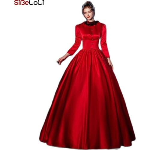 Victorian Dress Rococo Claret Palace Dress Drama Stage Halloween Queen Masquerade Costume