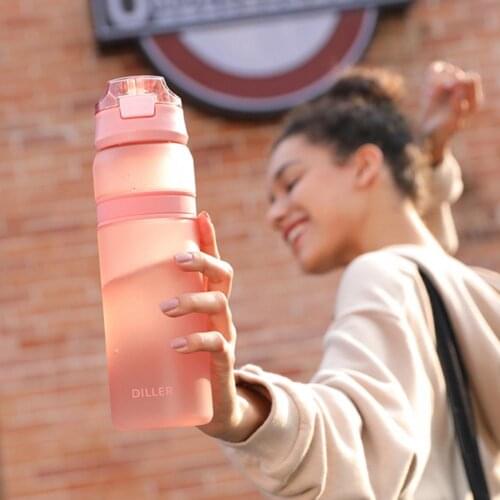 Solid Color Practical BPA Free Leak-proof Bottle with Handle Leak Proof Gym Drinking Bottle Fade-less for Outdoor