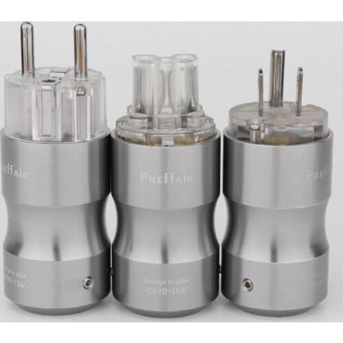 Preffair Rhodium Plated Transparent Schuko Power Connetor EU/US IEC Audio Connector