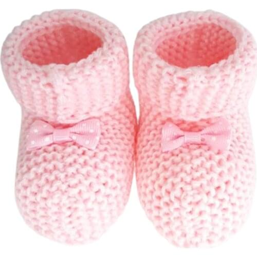 Papyonlu Pink Knitwear Booties 0-6 Month