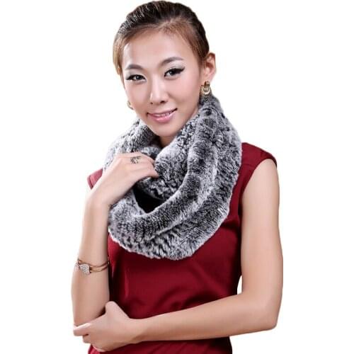 Rex Rabbit Fur Ring Scarf Long Collar Warm Russian Female Genuine Fur Scarf Gray Black Natural Real Fur Scarves Winter Woman