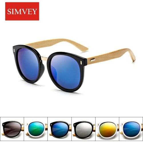 Simvey Fashion Trending Womens Oversized Wooden Bamboo Sunglasses Retro Brand Designer Oculos De Sol Feminino