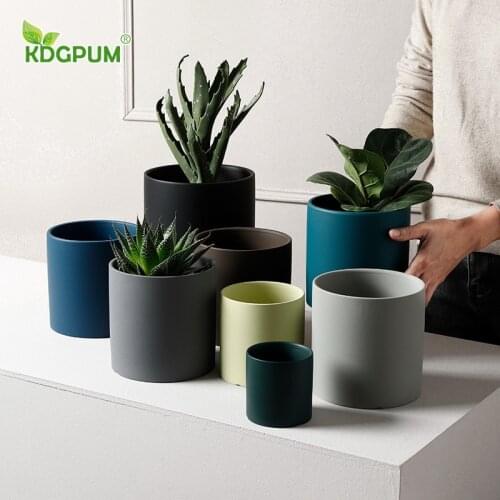Modern Handmade Ceramic Flowerpot Nordic INS Style Morandi Green Plant Potted Flowerpot Simple Gardening Garden Decoration
