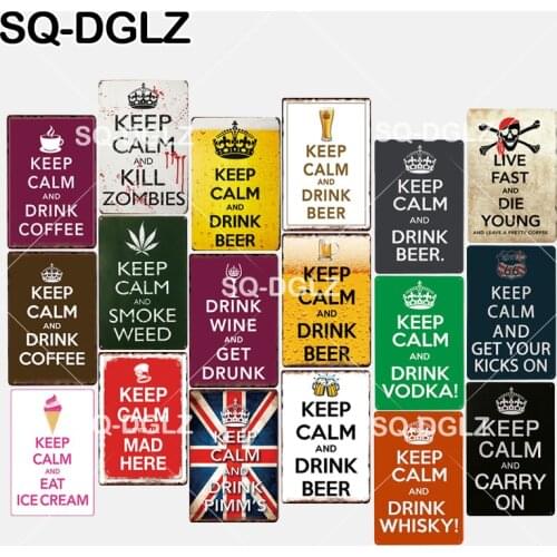 [SQ-DGLZ] New Keep Calm Tin Sign Bar Wall Decor Bar Club Metal Crafts Home Decor Retro Painting Plaques Art Poster