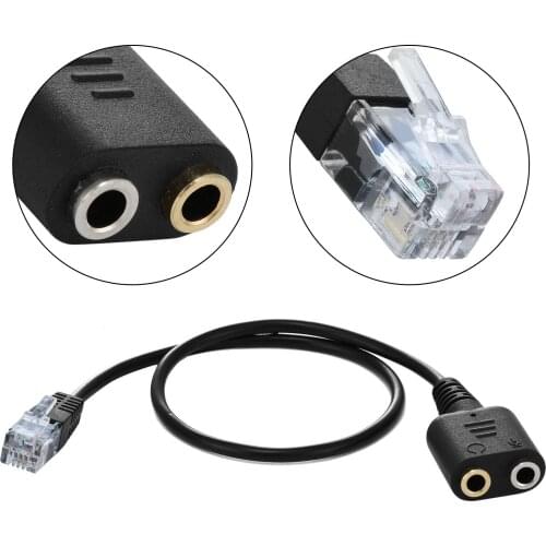 1pc 30cm Pro Headset Telephone Cable Dual 3.5mm to RJ9 Jack Adapter Converter Supports PC Headset Telephone Mayitr