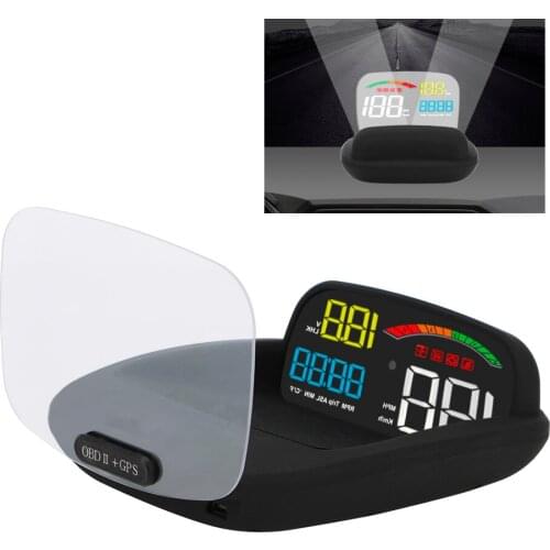 Universal Car GPS Speedometer Projector Water Temperature RPM Voltage Mirror Head Up Display Auto Detector C800 OBD2+HUD