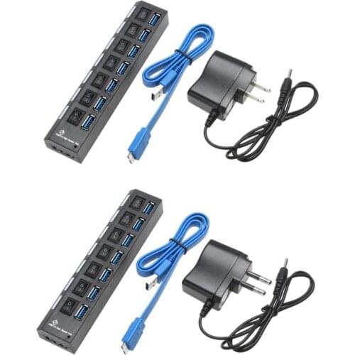 USB 3.0 hub US/EU 7 PORT USB 3.0 HUB High Speed Adapter 5Gbps hub with GL3520 extended chip and Built-in LED indicator for phone