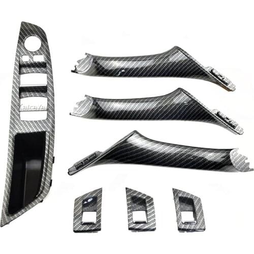 High End Carbon Fiber Interior Inner Door Pull Handle Trim Panel Assembly For BMW 5 Series F10 F11 F18 2010-2017 Car Assessorie