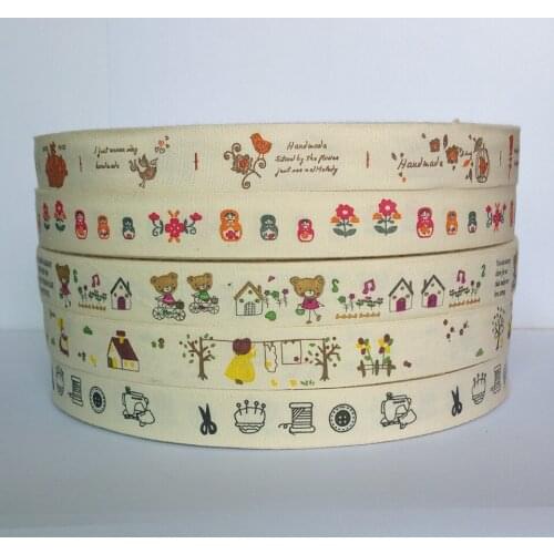 Wholesame Printed cotton ribbons handmade materials 20 Yards mix 4 Style 20mm Package Label Fabric Decorative materials tapes