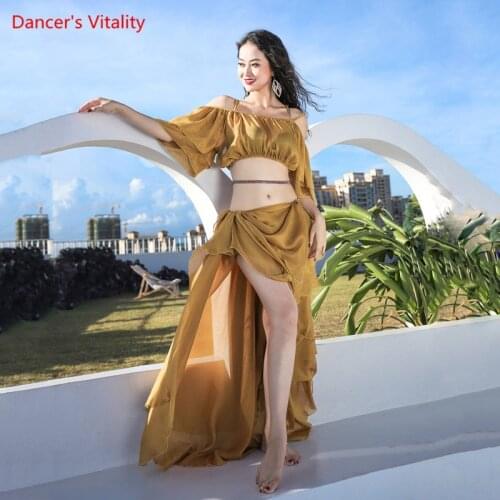 Belly Dance New Female Adult Elegant Top Big Swing Skirt Practice Clothes Suit Oriental Dancing Shirt Performance Clothing