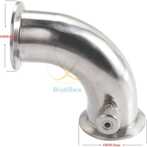 1.5" OD50.5mm Tri-Clamp Thermowell Elbow 90 degree , connector for sensors diameter 4-10mm , Stainless Steel 304, Silicone Seal