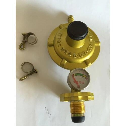 1 Inlet 1 Outlet Liquefied LGP Gas Gauge Pressure Regulator Yellow