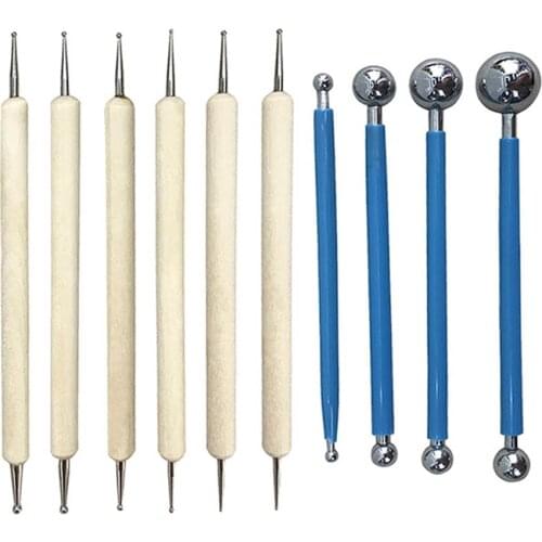 10 Pcs Dotting DIY Tools Kit Stainless Steel Ball Styluses for Mandala Rock Painting Free Pottery & Ceramics Tools Pottery & Cer