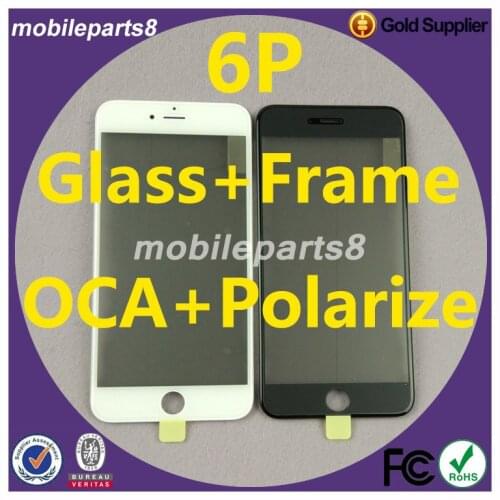 100pcs shipping No bubbles Glass with frame oca polarizer for iPhone 6 plus galss with frame and oca and polarizer