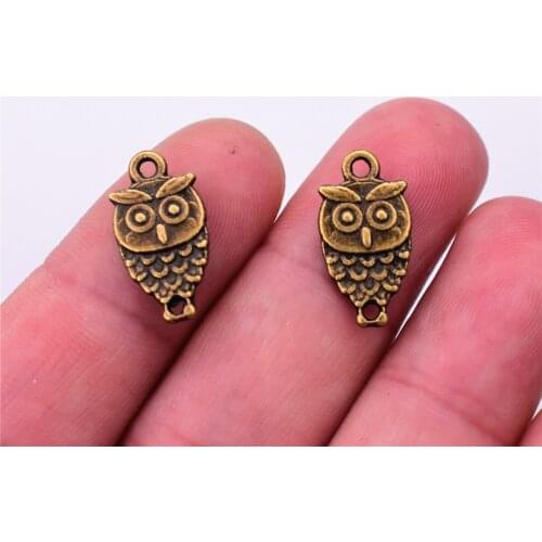 18*10mm 20pcs Antique Bronze Plated Owl Charm Pendants For Making DIY Handmade Jewelry