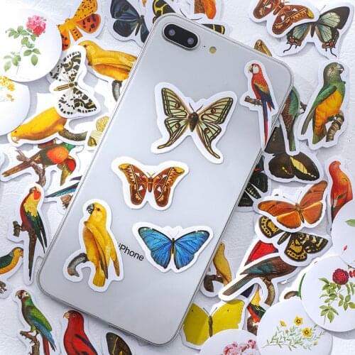 46pcs/box Cute Butterfly Stickers Entomologist Series Kawaii Stationery Scrapbooking Planner Journal Diary Label Paper Stickers