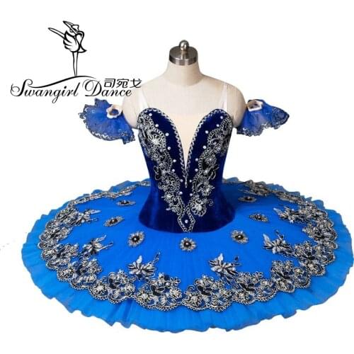 Velvet blue ballet tutu costumes black swan classical ballet tutu professional ballet tutu for performanceBT8973