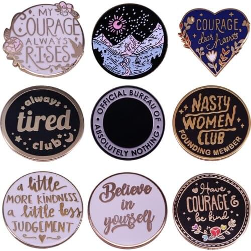 BG264 Flower Cartoon Funny Round Enamel Pin Brooches Creative Metal Brooch Pins Denim Hat Badge Collar Jewelry Gift For Women