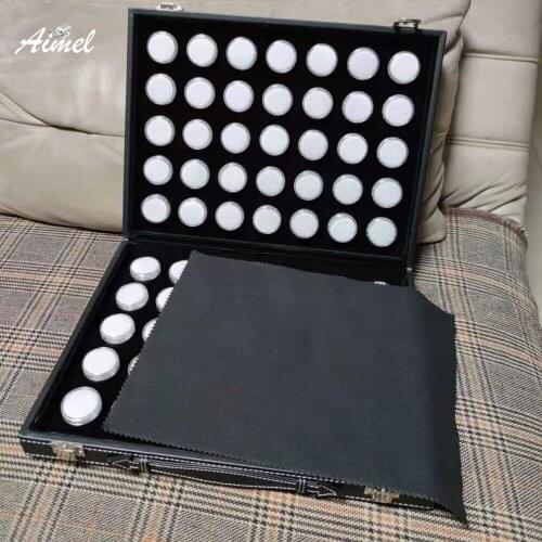 Large Capacity Diamond Jewelry Storage Box Round Soft Pad Gem Stone Display Box Beads Jade Organizer Showcase Travel Case