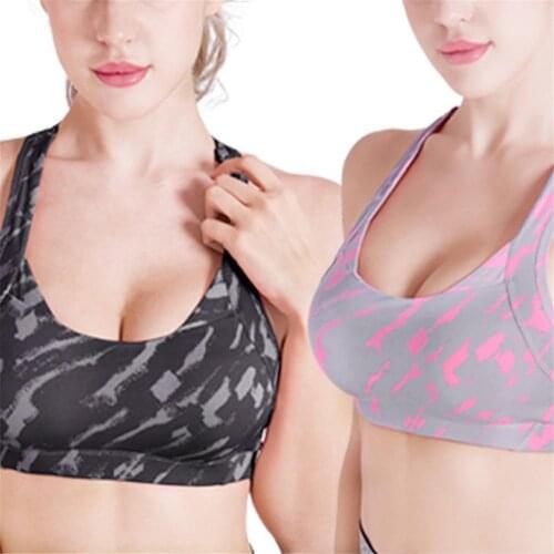 Sexy Sports Bra Top for Fitness Women Push Up Cross Straps Running Gym Femme Wear Padded Underwear Crop Tops Female