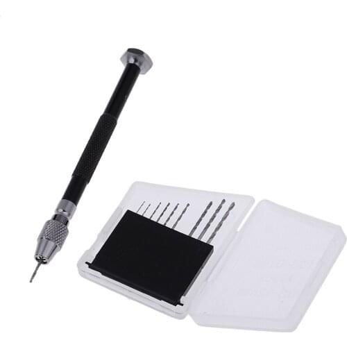 Black Mini Pin Vise Hand Drill with Twist Drill Bits Set of 10 Pcs for Hobby