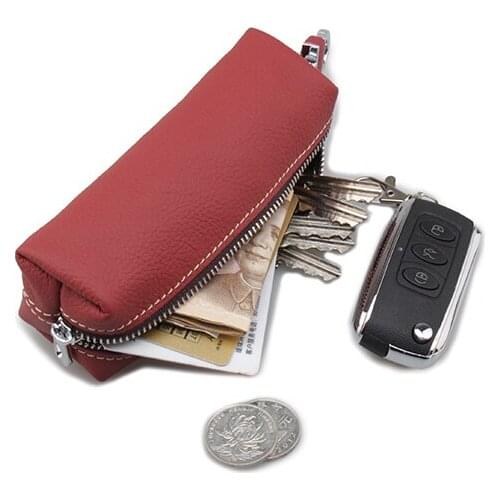 Long Genuine Leather Car Key case multi function key holder Women Housekeeper key wallet Large capacity coin change bag