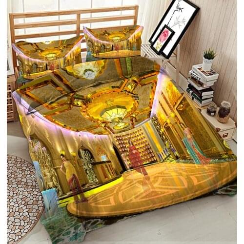 Queen bed linen sale California king bedding set king size Twin Full 3D bedding set bedsheet Fitted sheet style Duvet bed cover
