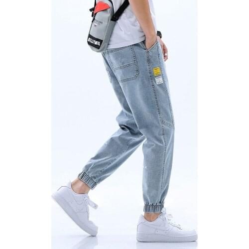 Denim Mens jeans 2020 Spring autumn fashion trend teenagers Casual thin light-colored stretch loose feet casual harem pants