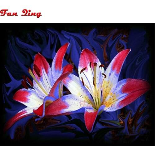 FANQING DIY Diamond Painting 5d Lily Full Square Round Rhinestone Flower Diamond Embroidery Decoration Home Art Kit
