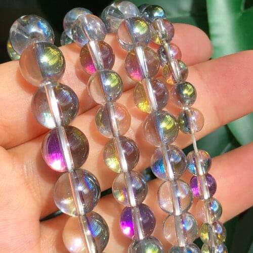 Fuchsia Green Transparent Clear Glass Beads For Jewelry Making Multicolor Crystal Quartz Diy Bracelet Round Spacer Bead 6/8/10mm