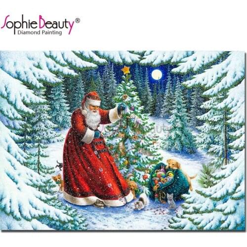 Sophie Beauty cross stitch diy diamond painting rhinestone handcraft mosaic Santa Claus Snowman embroidery christmas gifts C186A