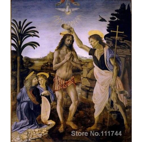 Portrait painting The Baptism of Christ Leonardo Da Vinci art reproduction High quality Hand painted