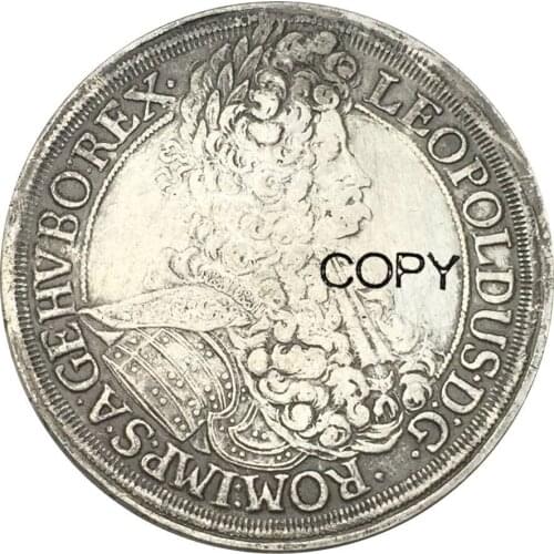 Austria Habsburg 1 Thaler Leopold I Vienna 1695 Brass Plated Silver Copy Coins