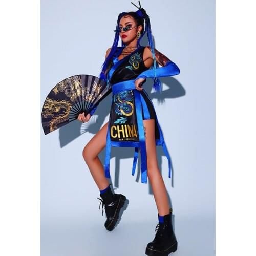 Chinese Style Jazz Dance Performance Costumes Sexy Outfits For Women Nightclub Bar Ds Dj Rave Clothes Street Dance Wear DQS7446