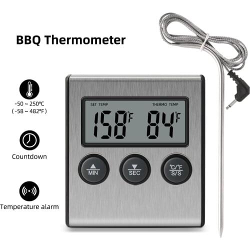 Yieryi With Timer Function / With Probe Kitchen Food Thermometer Detection Kitchen Cooking Temperature Alarm Oven Meat Barbecue