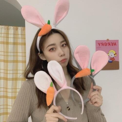 Woman Lovely Rabbit Headband Elastic Hairband Bunny Ear Carrot Wash Face Girls Cute Hair Holder Ladies Band Hair Accessories