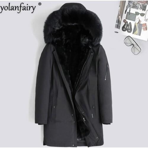 Real Fur Coat Men Mink Fur Liner Duck Down Winter Coat Men Real Fur Parka for Mens Clothing Plus Size Casaco 8235 YY820
