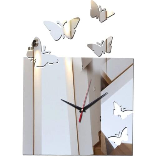 New design needle quartz wall watches still life wall stickers modern style butterfly decor diy single face acrylic wall clocks